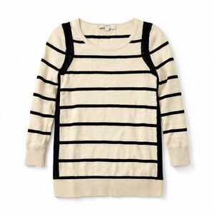 LOFT Lace Trim Sweater Striped Classic Coastal Soft Knit Workwear Pullover S
